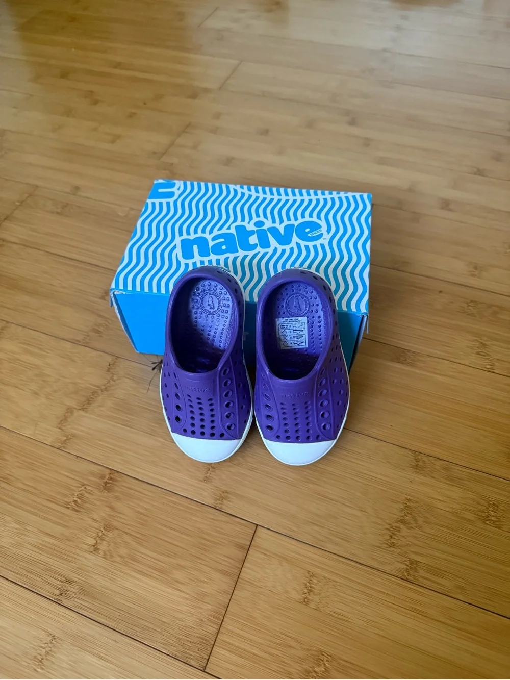 Native Kids Water Shoes — Purple with White Toe
